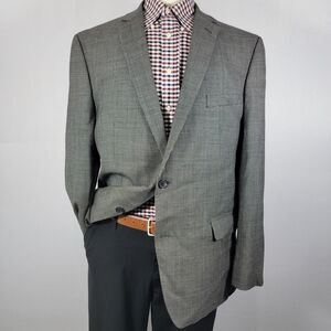Marc Anthony Men's Sport‎ Coat Blazer Two Button Black Gray Checked Wool 46R